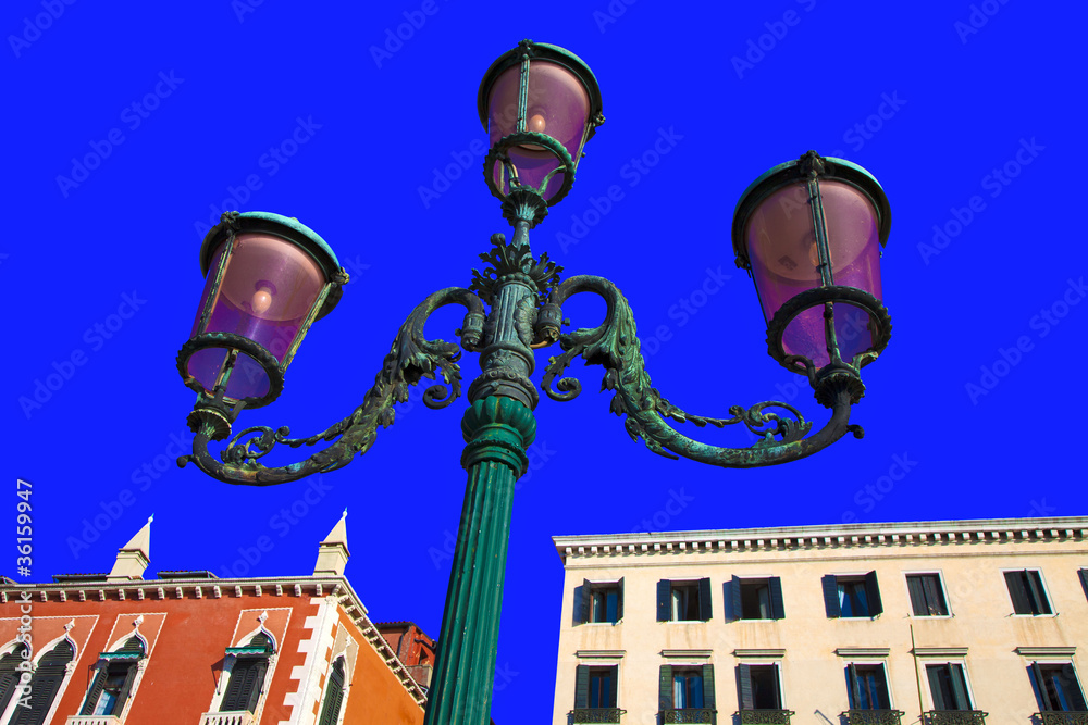 italie,venise : san marco, lampadaire