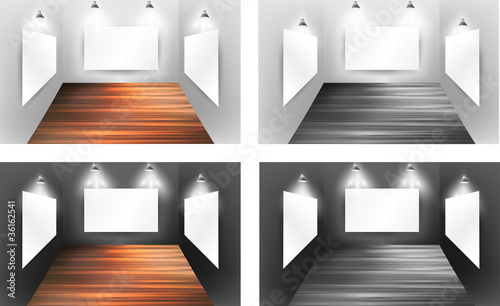 Museum gallery Interior frames with wood floor and light