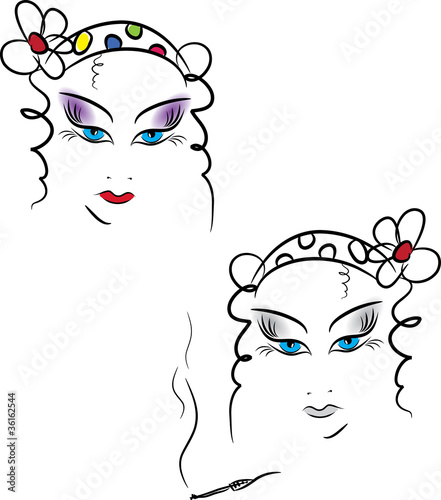 Beauty women face. Vector illustration