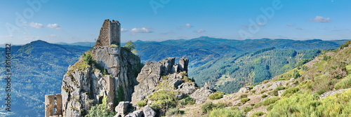 Panorama château Rochebonne en ruines photo