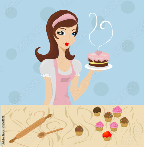Beautiful lady cooking