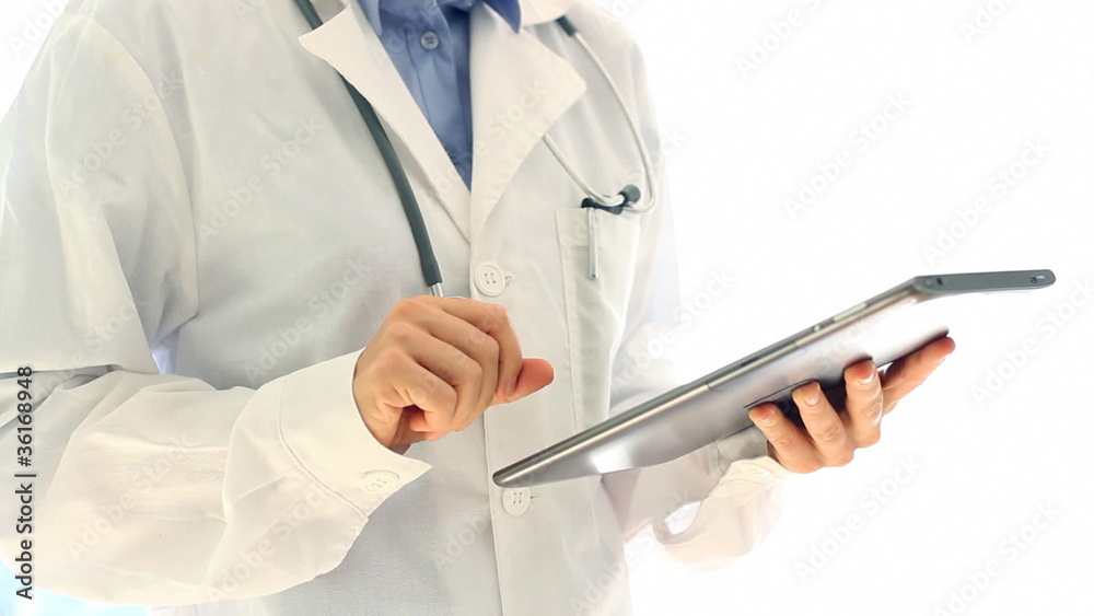 Doctor hands with tablet computer, isolated Doctor hands with tablet computer, isolated