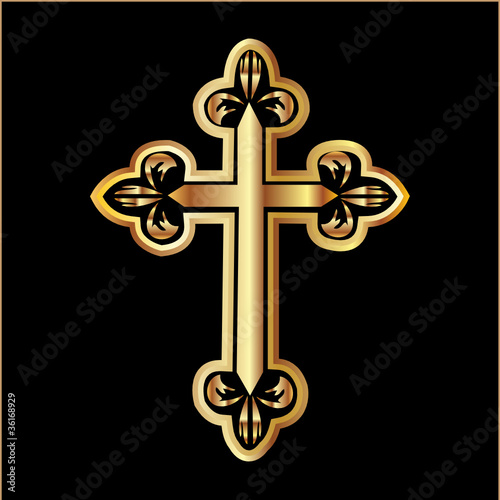 Gold christianity cross vector