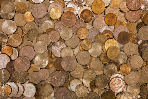 The Russian coins close up.