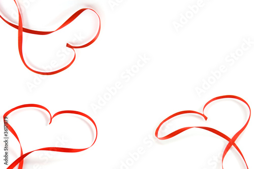 red heart of ribbon isolated on white background