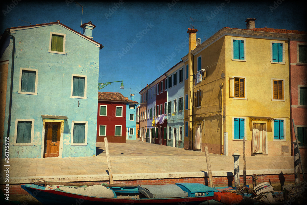 Burano, Venezia, texture retro