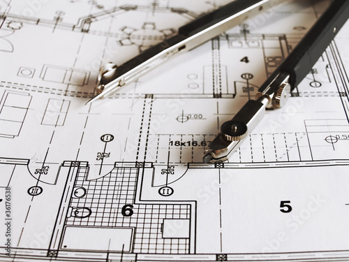 Dividers on architectural paln photo