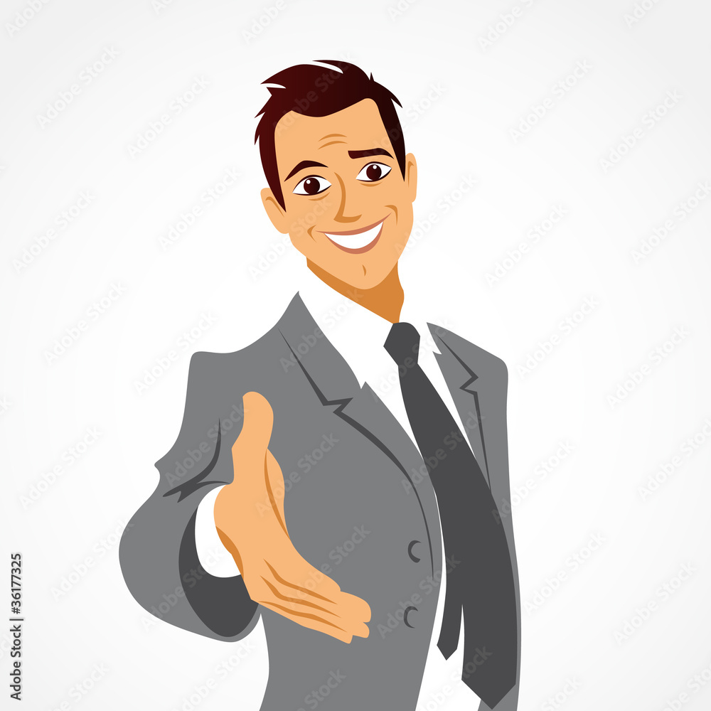 Homme Souriant Et Accueillant La Main Tendue Stock Illustration Adobe Stock Homme Souriant Et Accueillant La Main Tendue Stock Illustration Adobe Stock