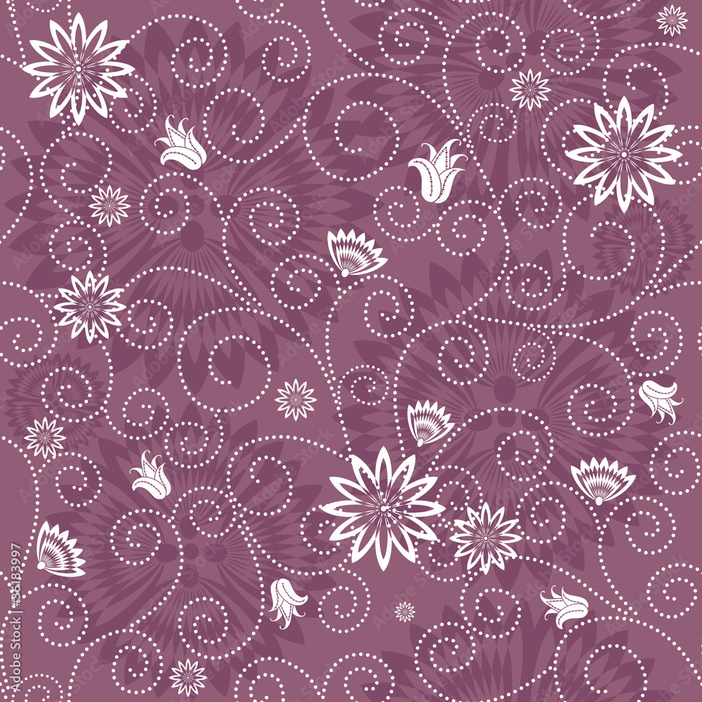 Gentle violet seamless floral pattern