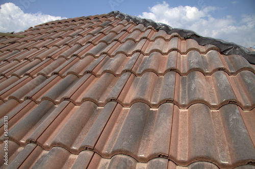 Construction site for the reconstruction of a roof