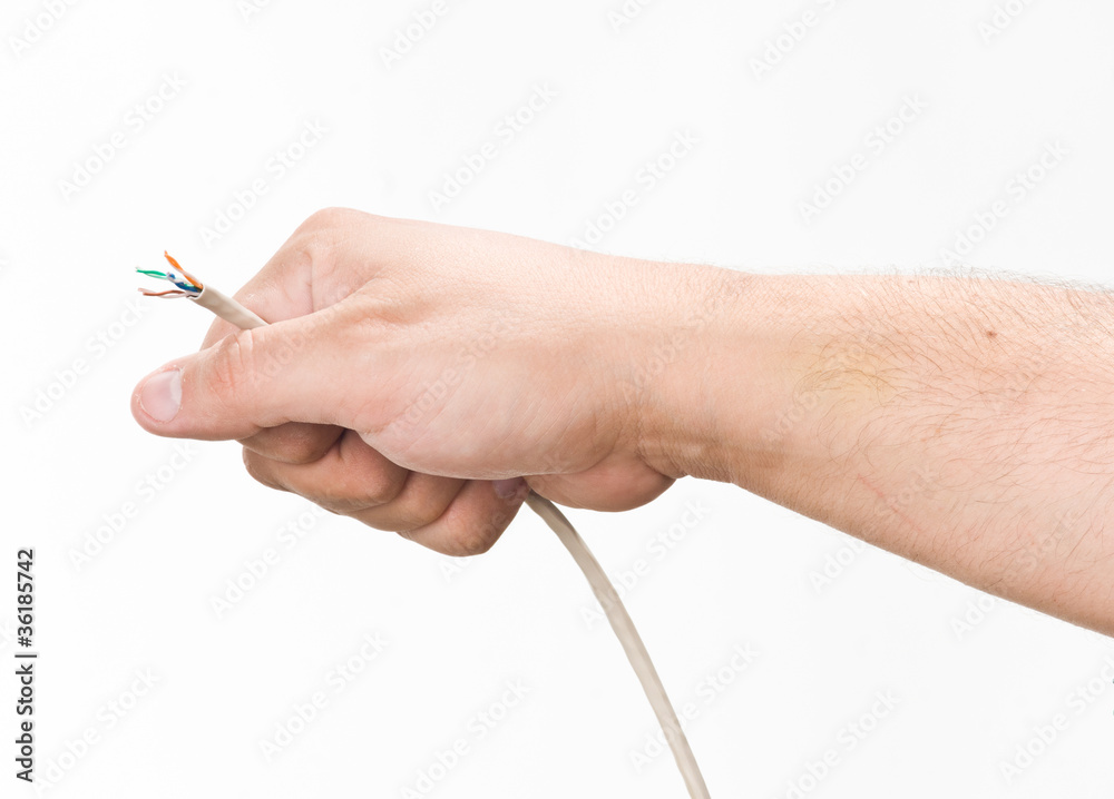 hand with wire rj45 hand with wire rj45