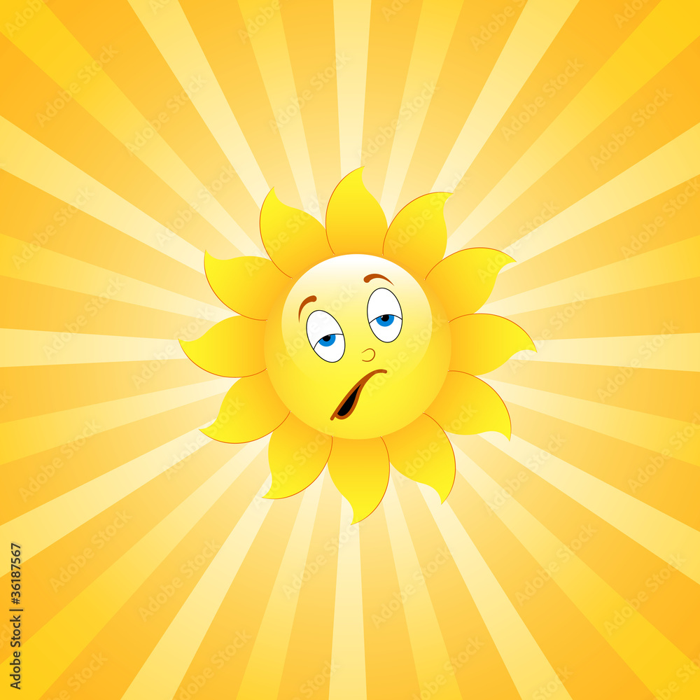 Lazy Funny Sunflower on Bright Sunburst