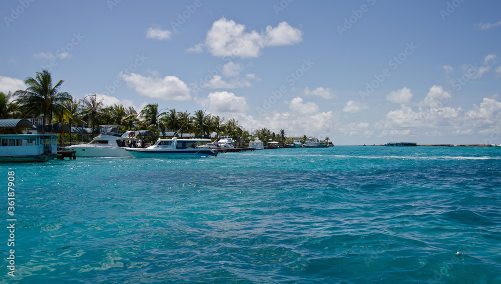Maldivian speedboats on Male's island