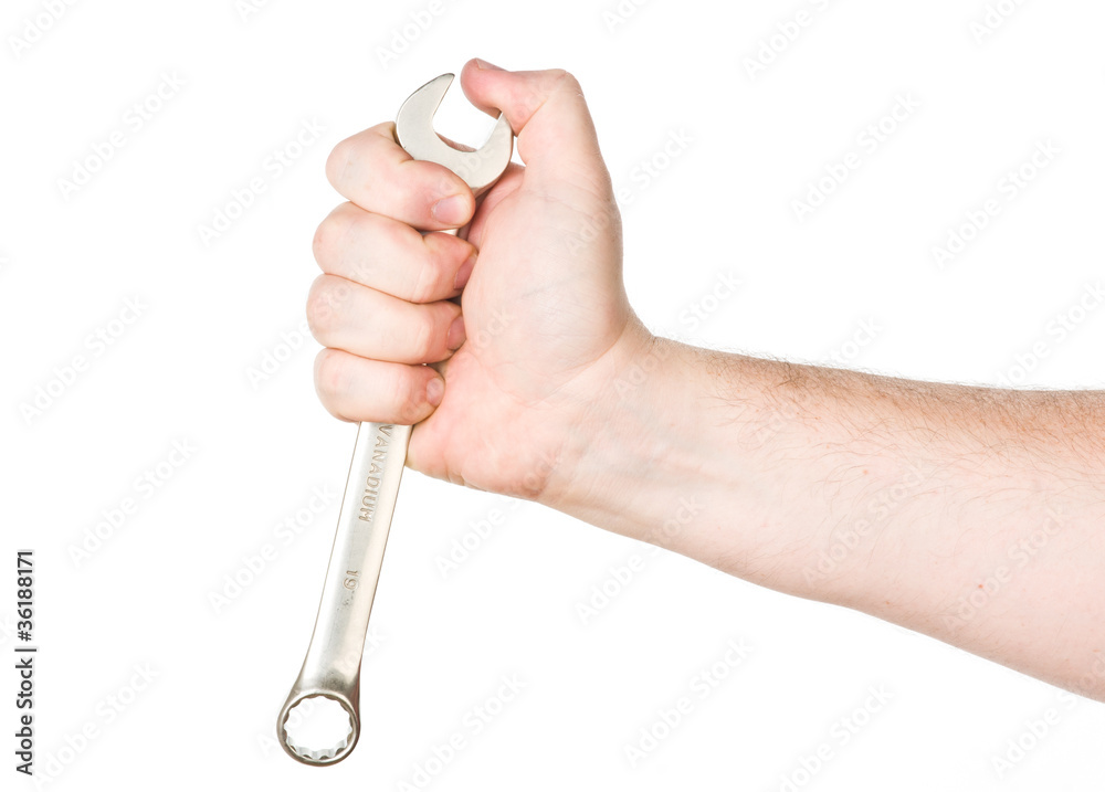hand with wrench hand with wrench