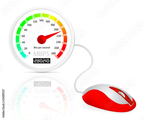 Computer mouse connected to a speedometer