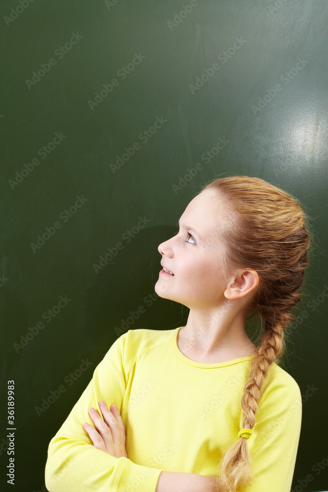 Girl at blackboard