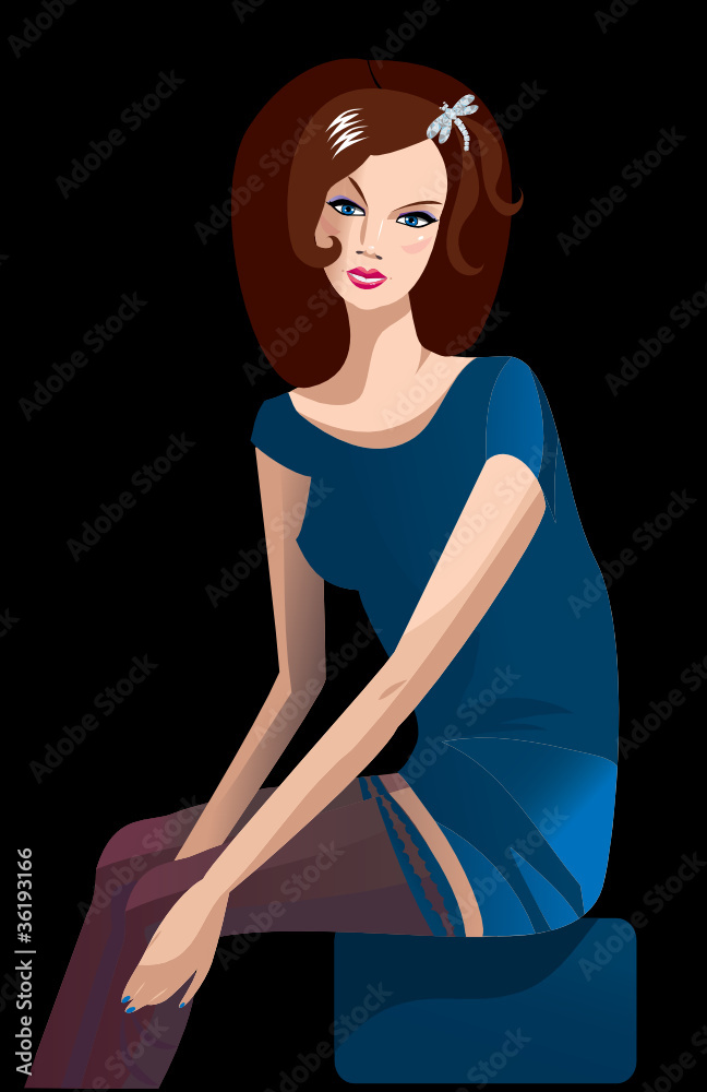 Brunette girl with beautiful dragonfly hairpin Brunette girl with beautiful dragonfly hairpin