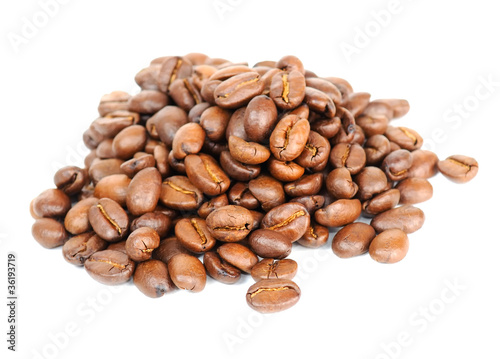 Pile of Coffee Beans Isolated on White Background