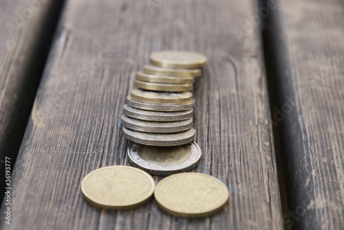 euro coins on the table