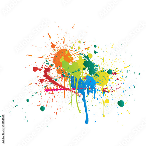 Color Paint Splashes On White Background