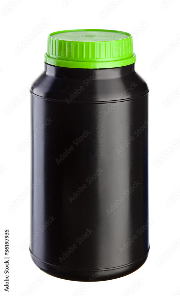 Black Plastic Jar - Green Lid Black Plastic Jar - Green Lid