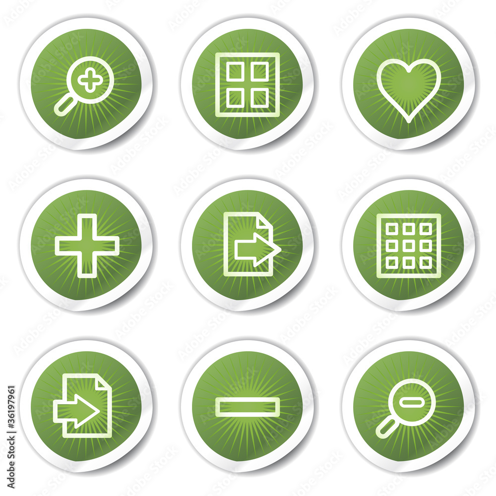 Image viewer web icons set 1, green stickers Image viewer web icons set 1, green stickers