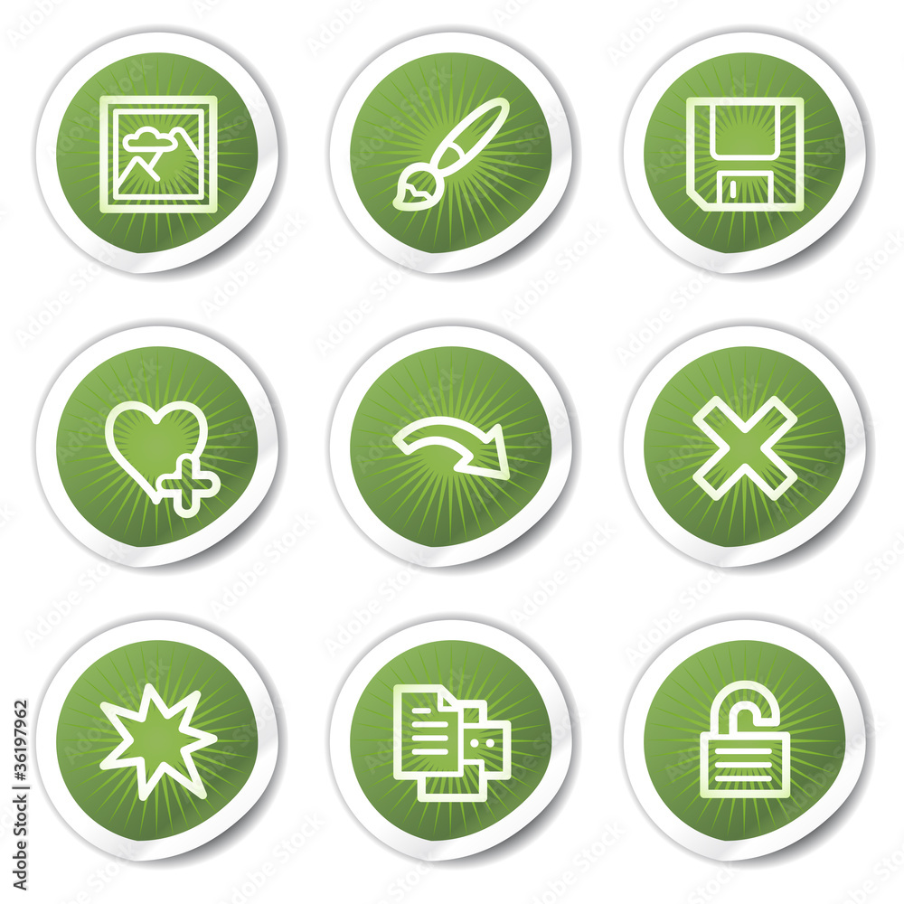 Image viewer web icons set 2, green stickers Image viewer web icons set 2, green stickers
