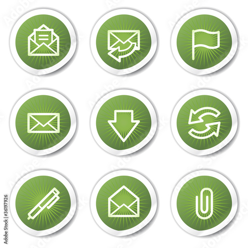 E-mail web icons, green stickers