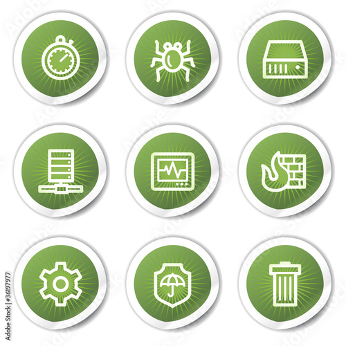 Internet security web icons, green  stickers