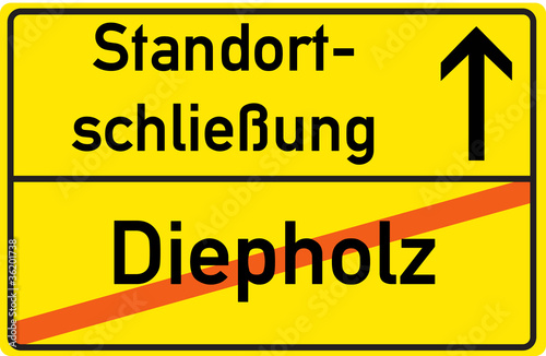 Schild Standortschließung Diepholz