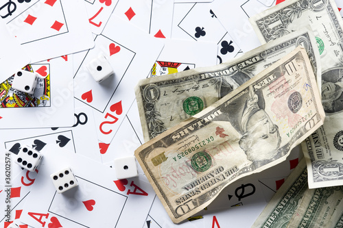 Playng card and dollar