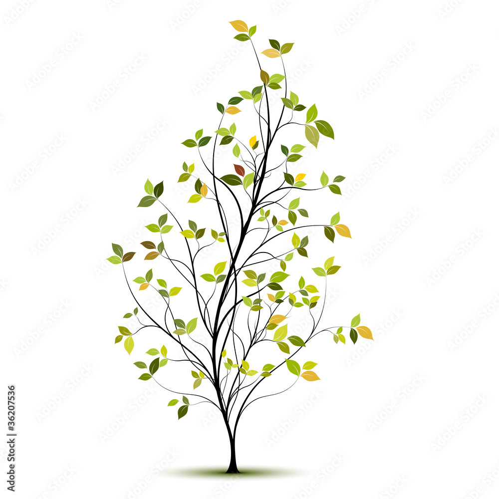 Obraz premium green vector tree silhouette - arbre vectoriel