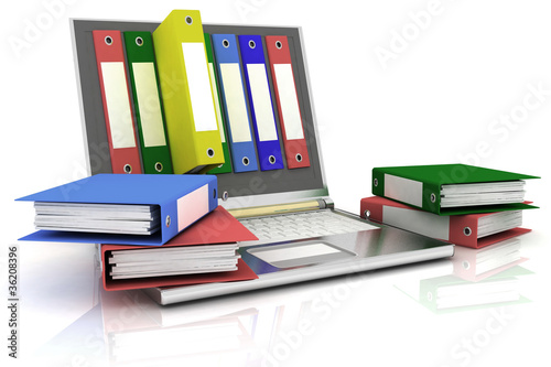 abstract image of computer and folders for documents