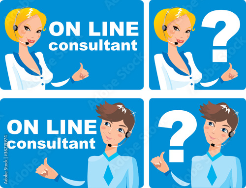 set of web icons and buttons - on line consultant