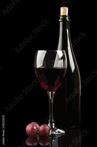 glass and bottle of wine