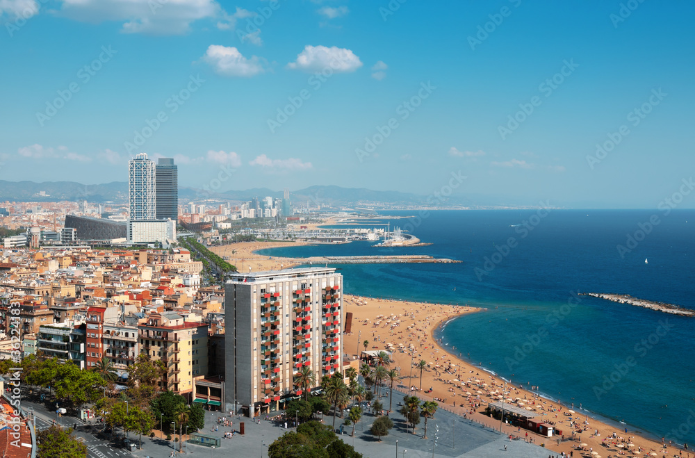 Arieal view of beaches of Barcelona