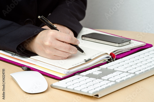 office desk with a girl