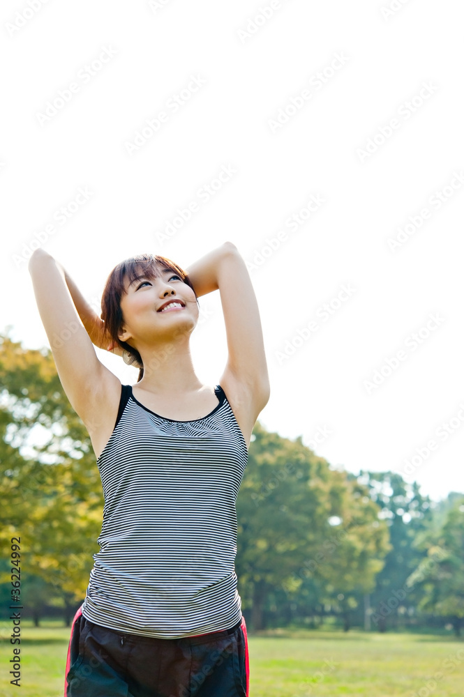 beautiful asian woman exercising in the park beautiful asian woman exercising in the park