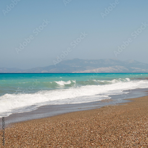 Windy Aegean coast line without people