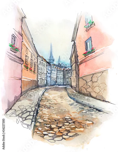 Naklejka na ścianę stara ulica