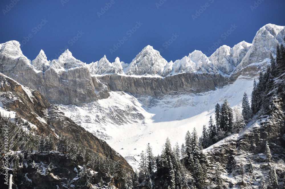 Mountain ridge in Elm region, Switzerland