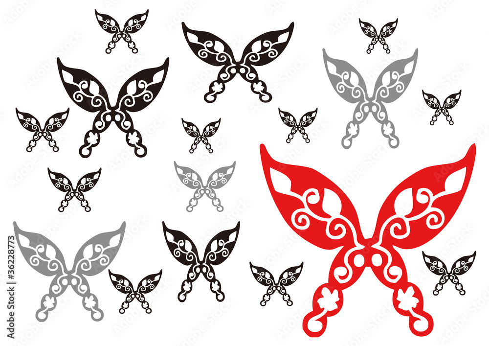 Fototapeta premium 文様と蝶 emblem butterfly