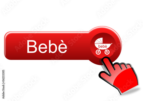 Bebè button with red hand photo