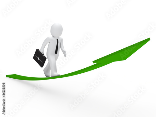 3d business man run arrow