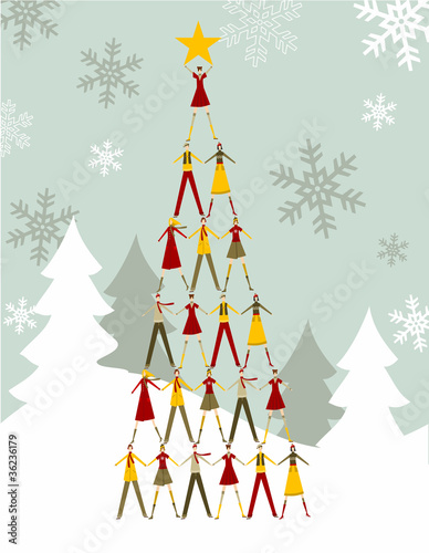 People Christmas tree