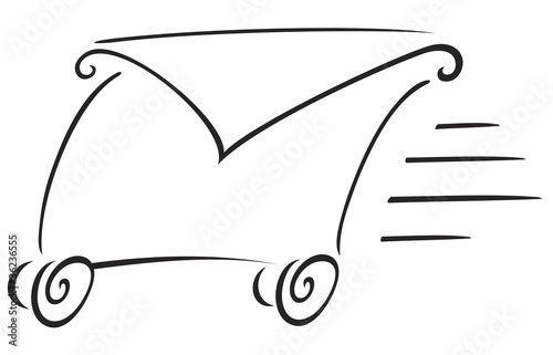 Shape of letter with wheels created in sketch style