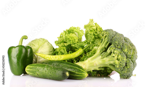 Very Green vegetables isolated on white