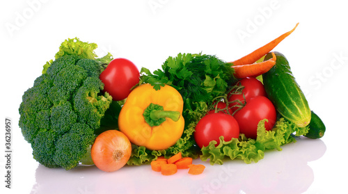 A set of fresh vegetables isolated on white