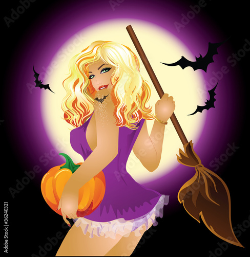 Sexy witch, vector illustration