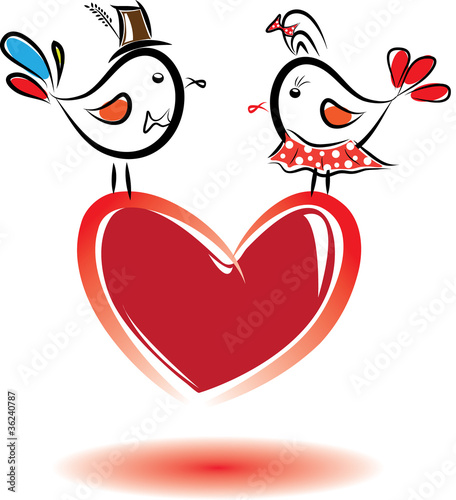 Birds with love. Valentine day.Vector illustration
